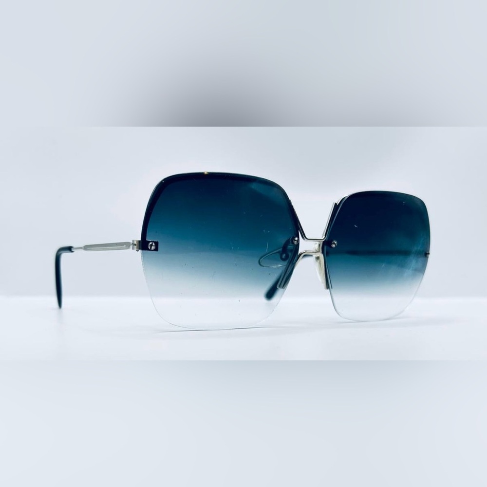 Vintage Silver Oval Half-Rim Sunglasses Frames Only - Picture 1 of 8